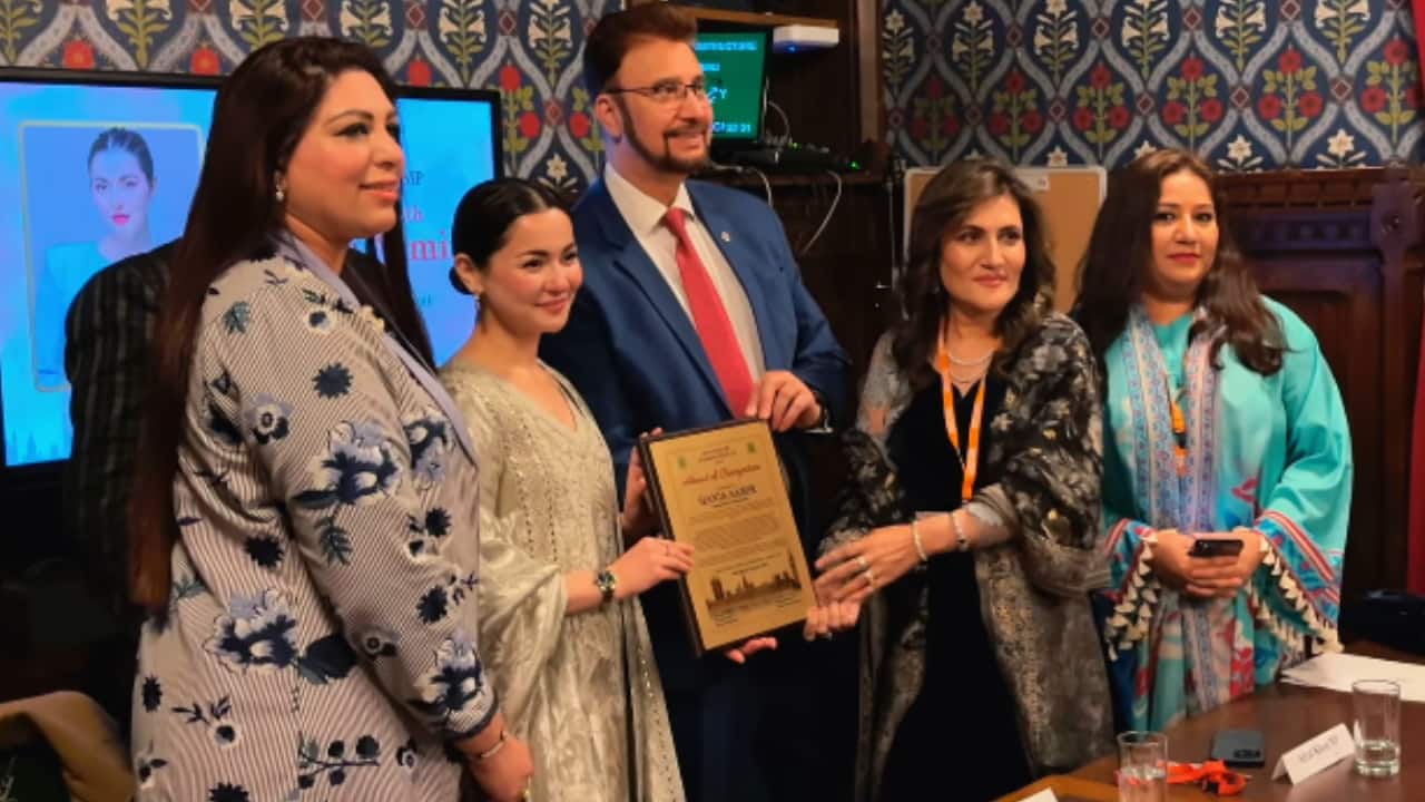Pakistani actress Hania Aamir receives appreciation award at the UK Parliament, watch video
