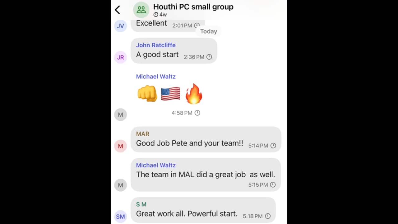 A screenshot shows reactions to the strikes shared by Jeffery Goldberg (Credit - The Atlantic)