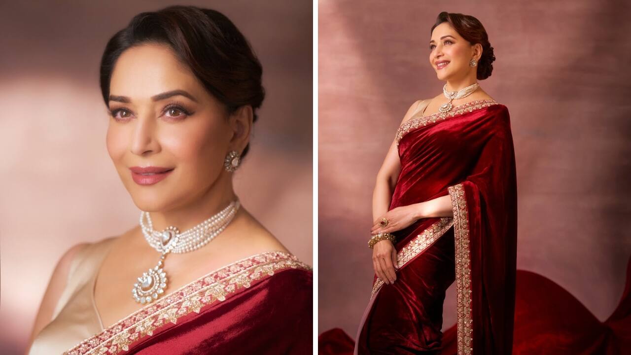 Madhur Dixit pearl necklace (Images: @madhuridixitnene/Instagram)