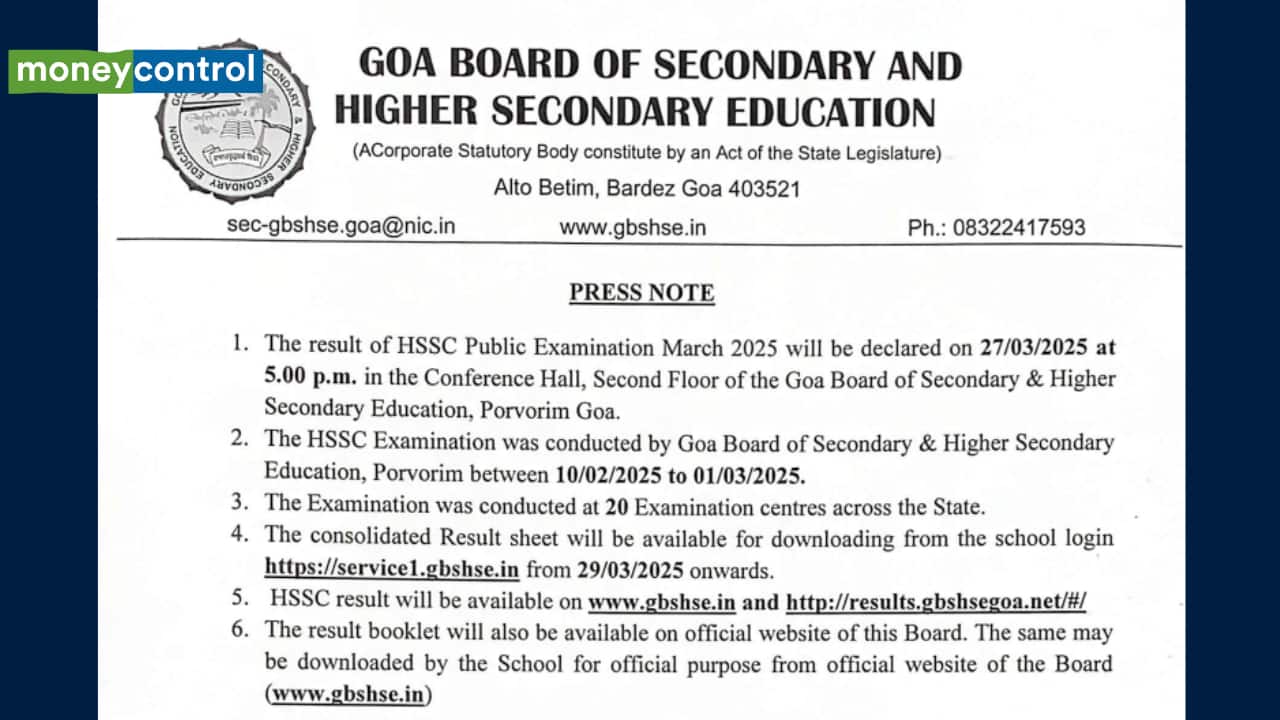 Goa Board HSSC Result 2025 Date & Time Announced: GBSHSE Class 12 result to be out on March 27, official notice here Goa Board HSSC Result 2025 Date & Time Announced: GBSHSE Class 12 result to be out on March 27, official notice here