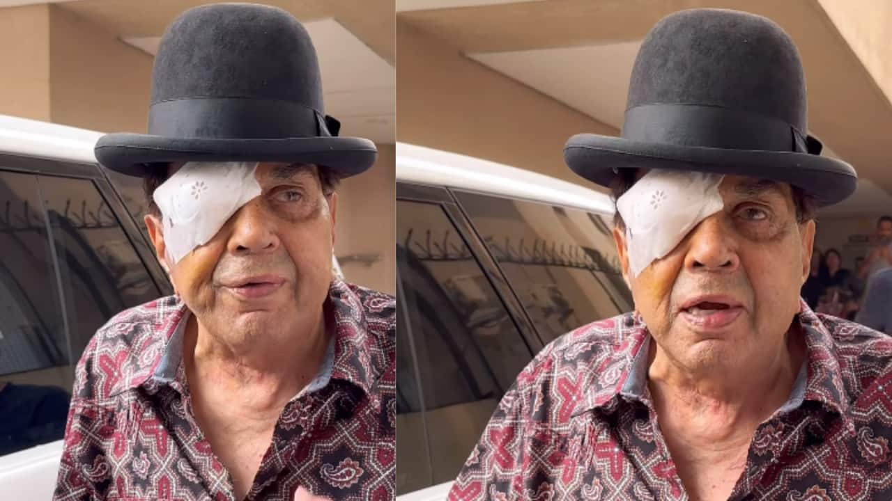 Dharmendra spotted with a bandaged eye after eye graft surgery, says ‘Abhi bhi bohut damm hai’