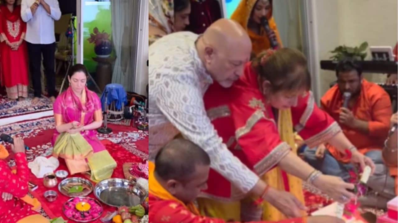 Tamannaah Bhatia celebrates Navratri with pooja at home, joined by Rasha Thadani, parents and close friends, watch here 