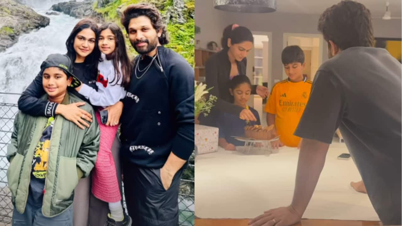 Allu Arjun hides his new look as he celebrates his son's birthday at home, see pics