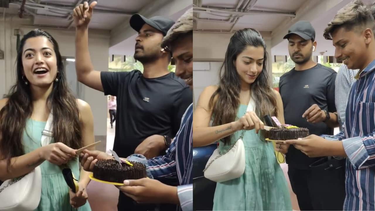When Rashmika Mandanna received a special early birthday surprise from her fans, watch video