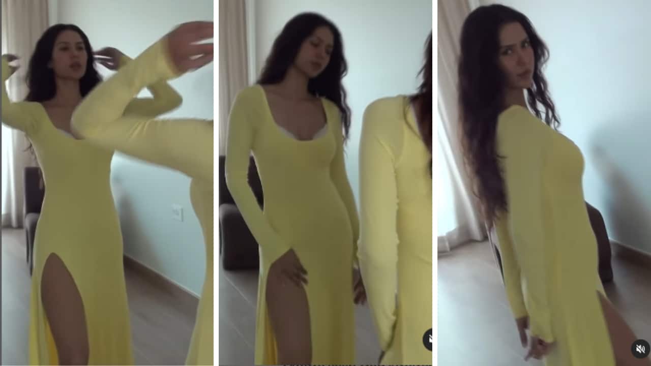 Sonam Bajwa skipped accessories, keeping the look natural with soft, loose waves. Her makeup was minimal and fresh, featuring warm tones that gave her a radiant glow (Screengrabs: @sonambajwa) 