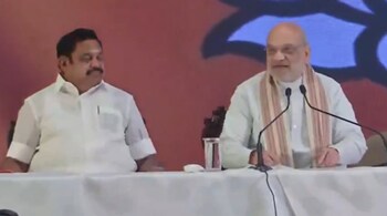 Union Home Minister Amit Shah holds a press conference with BJP's K Annamalai and AIADMK's Edappadi Palaniswami, in Chennai.
