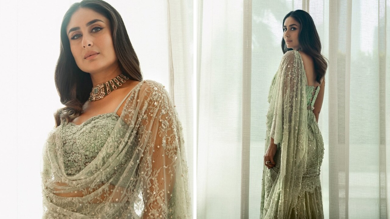 Kareena Kapoor exudes timeless charm in a sage green concept saree