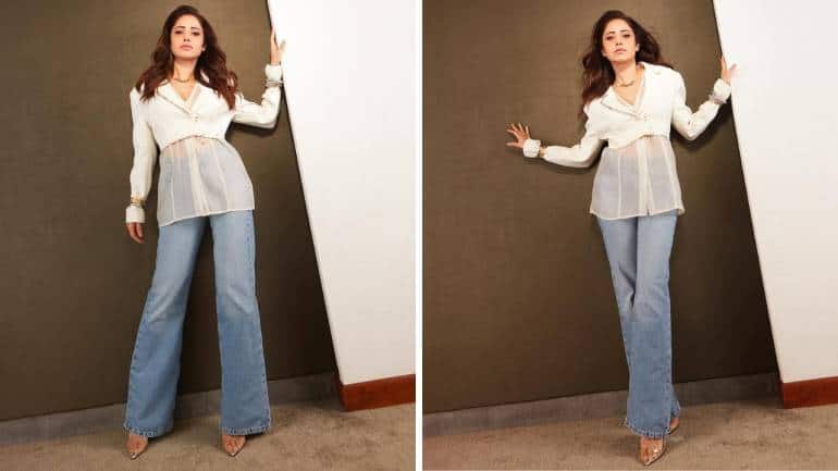 Nushrratt Bharuccha added a touch of personal flair to the outfit by opting for a bold yet refined statement necklace, enhancing the neckline of her top, and a delicate bracelet worn over the sleeve of her blazer (Images: @nushrrattbharuccha/Instagram)