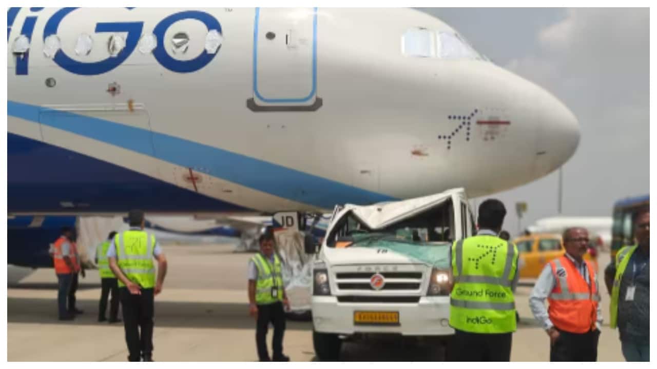 Tempo traveller driver dozes off, hits grounded IndiGo aircraft at Bengaluru airport