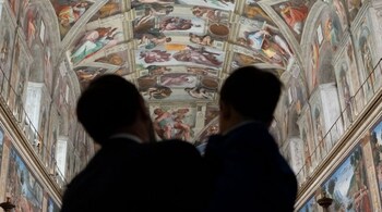 Photo of US Vice President JD Vance with his son inside the Sistine Chapel (Source: X/Charlie Kirk)