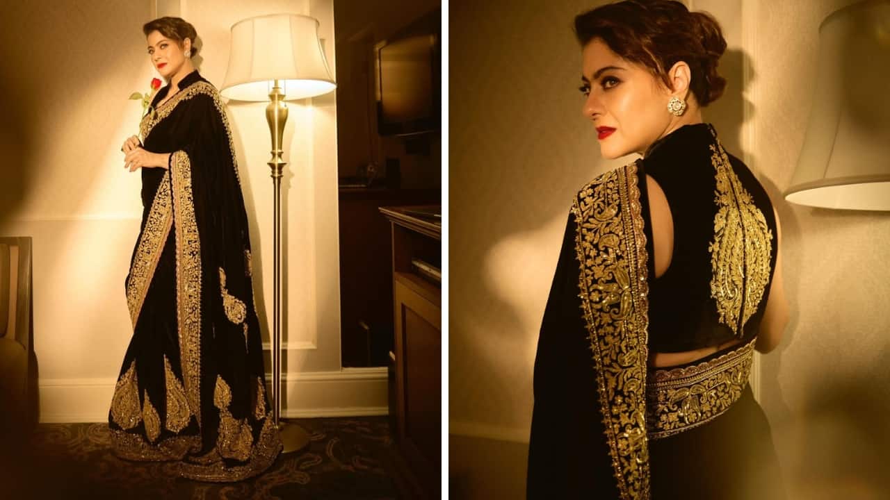 Kajol paired her saree with a matching blouse featuring zardozi embroidery on the back (Images: @manishmalhotra05/Instagram)