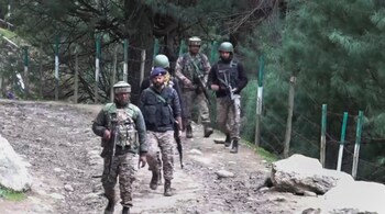Security personnel during a search operation following the terror attack at Pahalgam, in Anantnag district, Jammu and Kashmir (PTI)