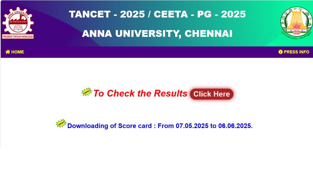Anna University TANCET Result 2025 Declared; Direct link here Anna University TANCET Result 2025 Declared; Direct link here