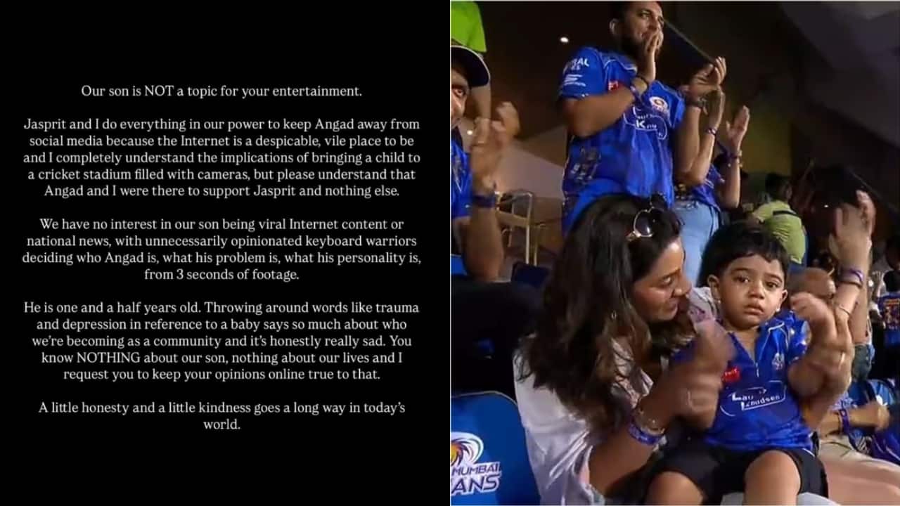 Sanjana Ganesan, Jasprit Bumrah's wife, slams trolls for mocking Angad