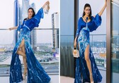 Shalini Passi makes waves in a breezy ocean blue Roberto Cavalli dress