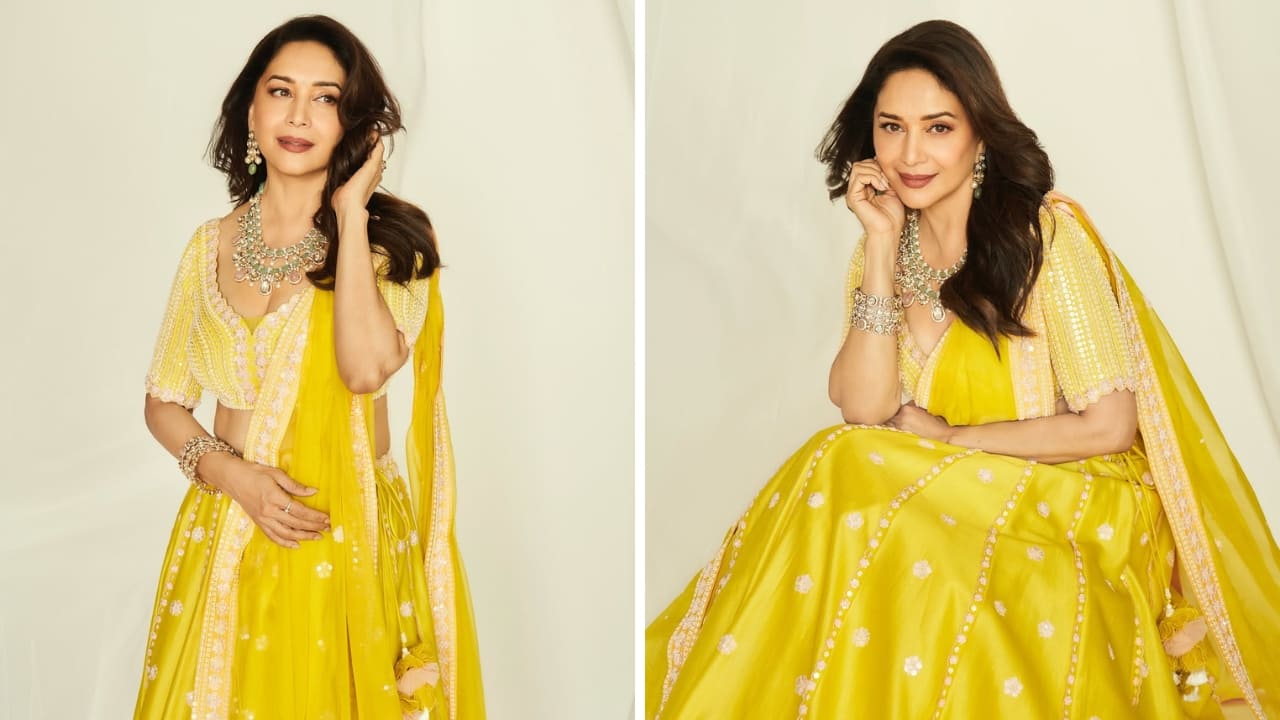Madhuri Dixit in yellow (Images: @madhuridixitnene/Instagram)