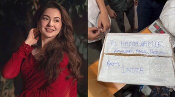 A video has gone viral showing Indian fans playfully packing a box of water bottles addressed to Pakistani actress Hania Aamir.