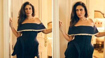 Kareena Kapoor looked every bit the star in the dramatic yet elegant gown, whose corseted bodice framed her waist beautifully. The off-shoulder neckline and draped waist panels added a layered appearance (Images: @rheakapoor/Instagram)