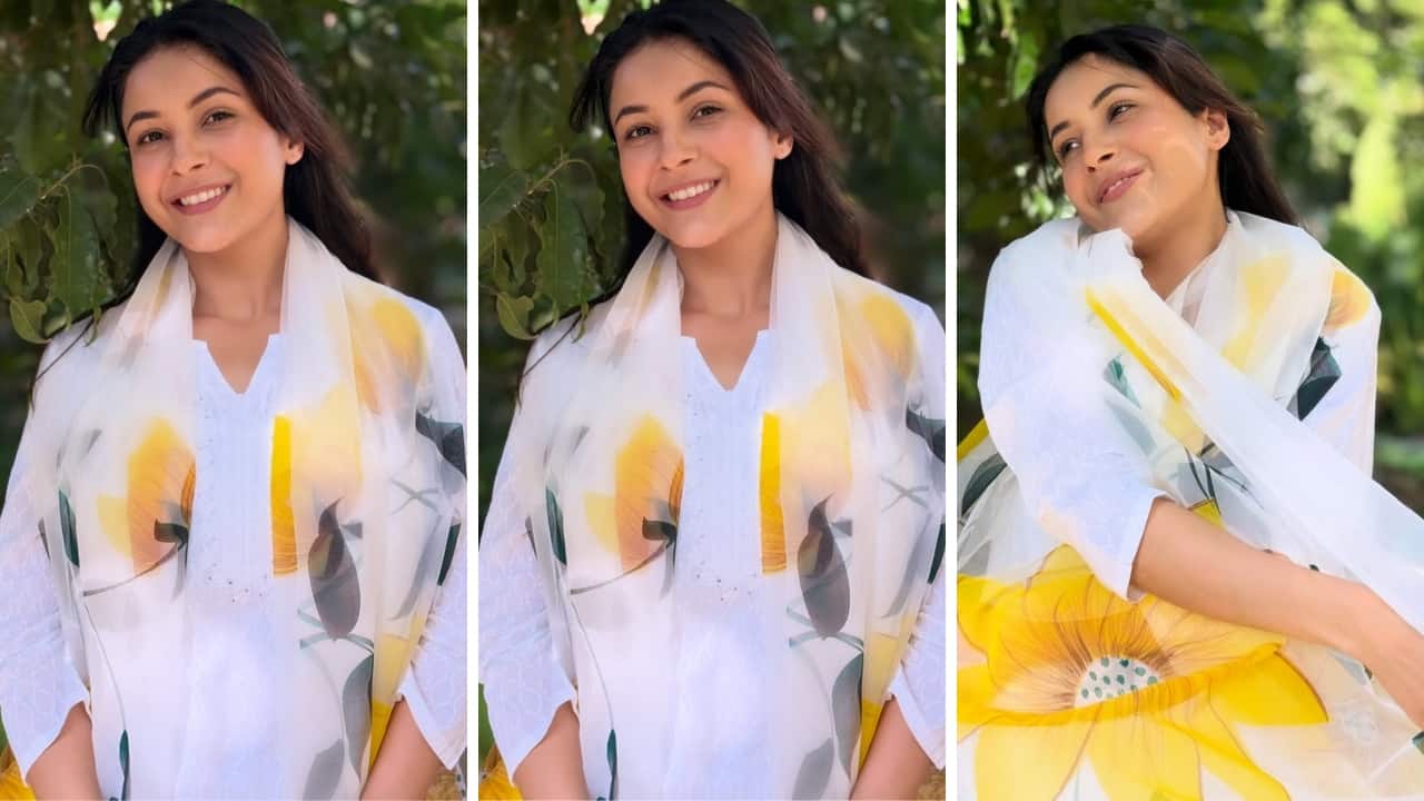 Shehnaaz Gill in white kurta (Images: @shehnaazgill/Instagram)