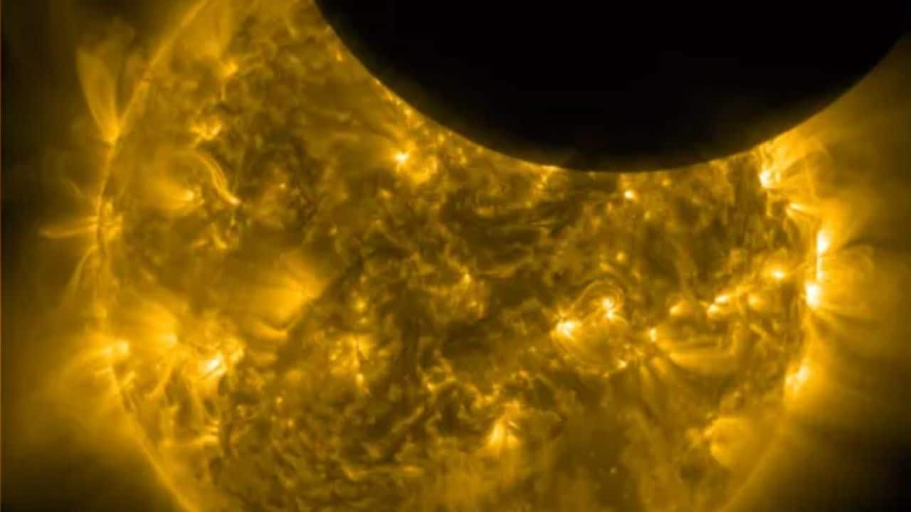 NASA’s Solar Dynamics Observatory captured a solar eclipse on 27 April 2025, visible only from space (Image: NASA)