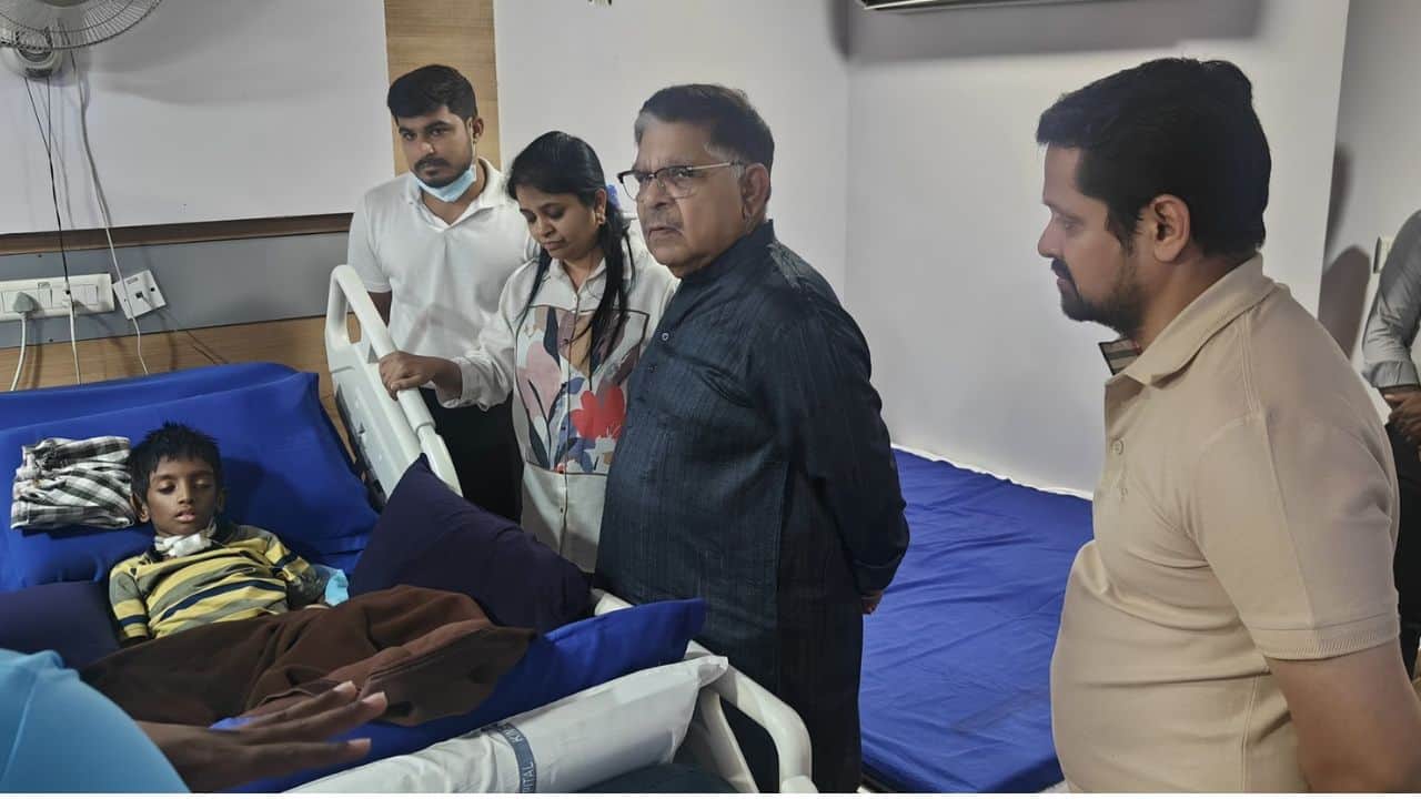 Allu Arjun’s father Allu Aravind and producer Bunny Vyas check on Sri Tej after Pushpa Screening Tragedy