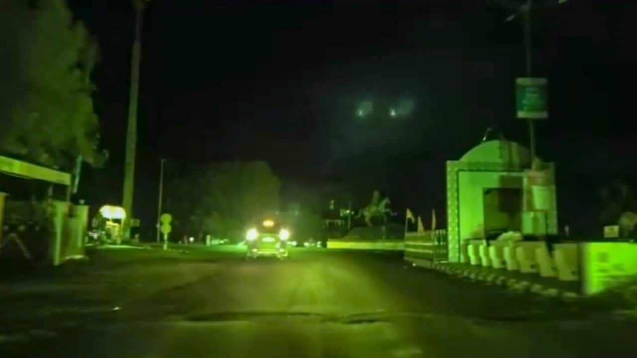 Kutch: A vehicle moves on a road during blackout.