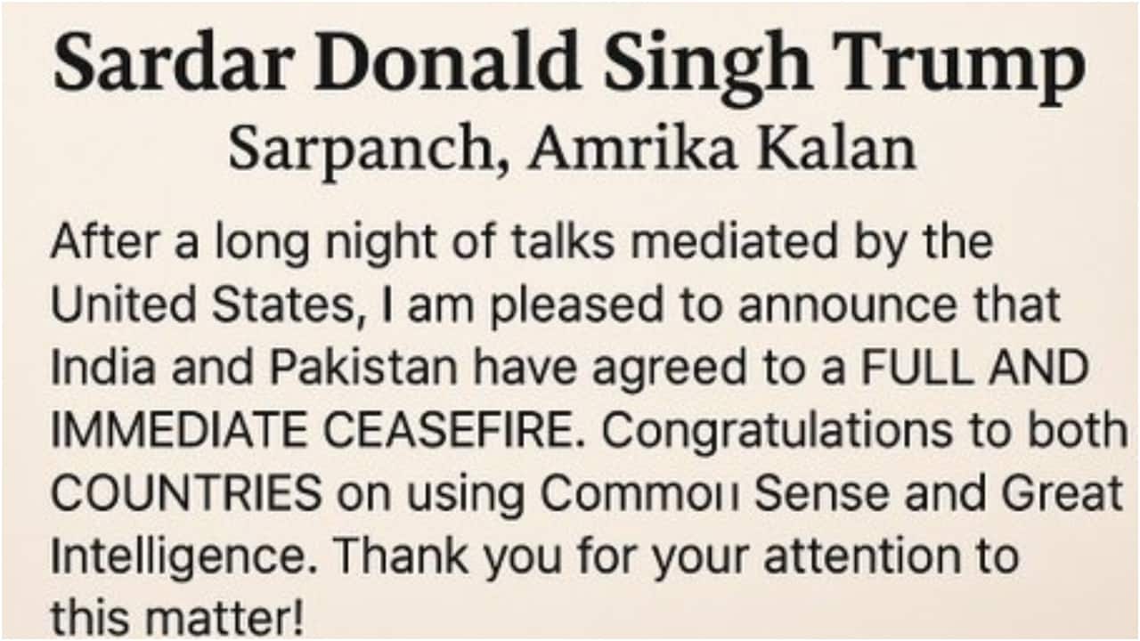 'Sardar Donald Singh Trump': Internet erupts with memes as India-Pakistan ceasefire announced