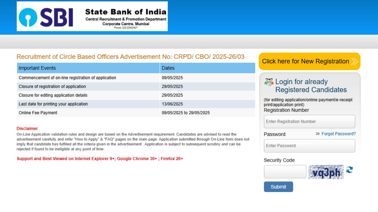SBI CBO Recruitment 2025: Registration begins for 2964 vacancies, apply by May 29; direct link here
