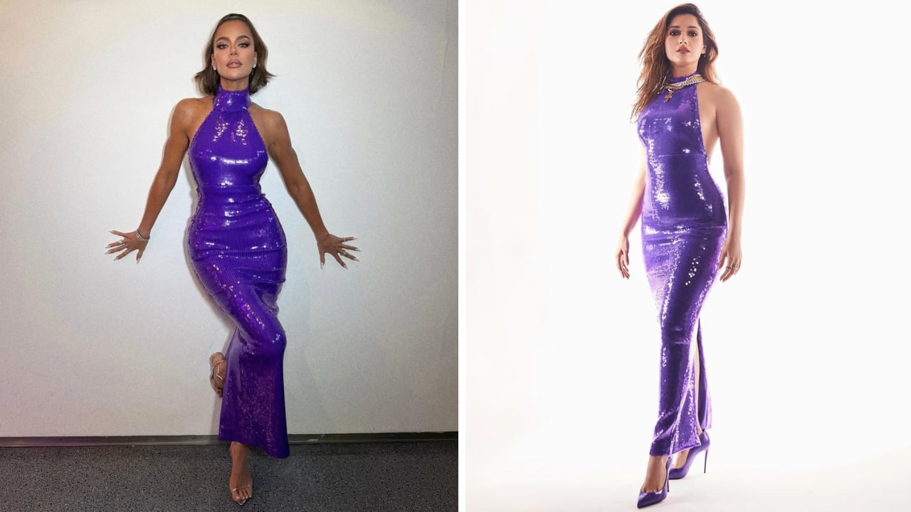 Khloe Kardashian rocks the same electric purple column gown as Tamannaah Bhatia