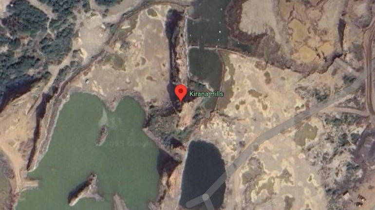 Screengrab from Google Maps showing a satellite view of Kirana Hills in Pakistan