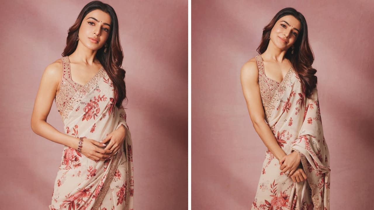 Samantha Ruth Prabhu serves fresh glam in red bloom print saree