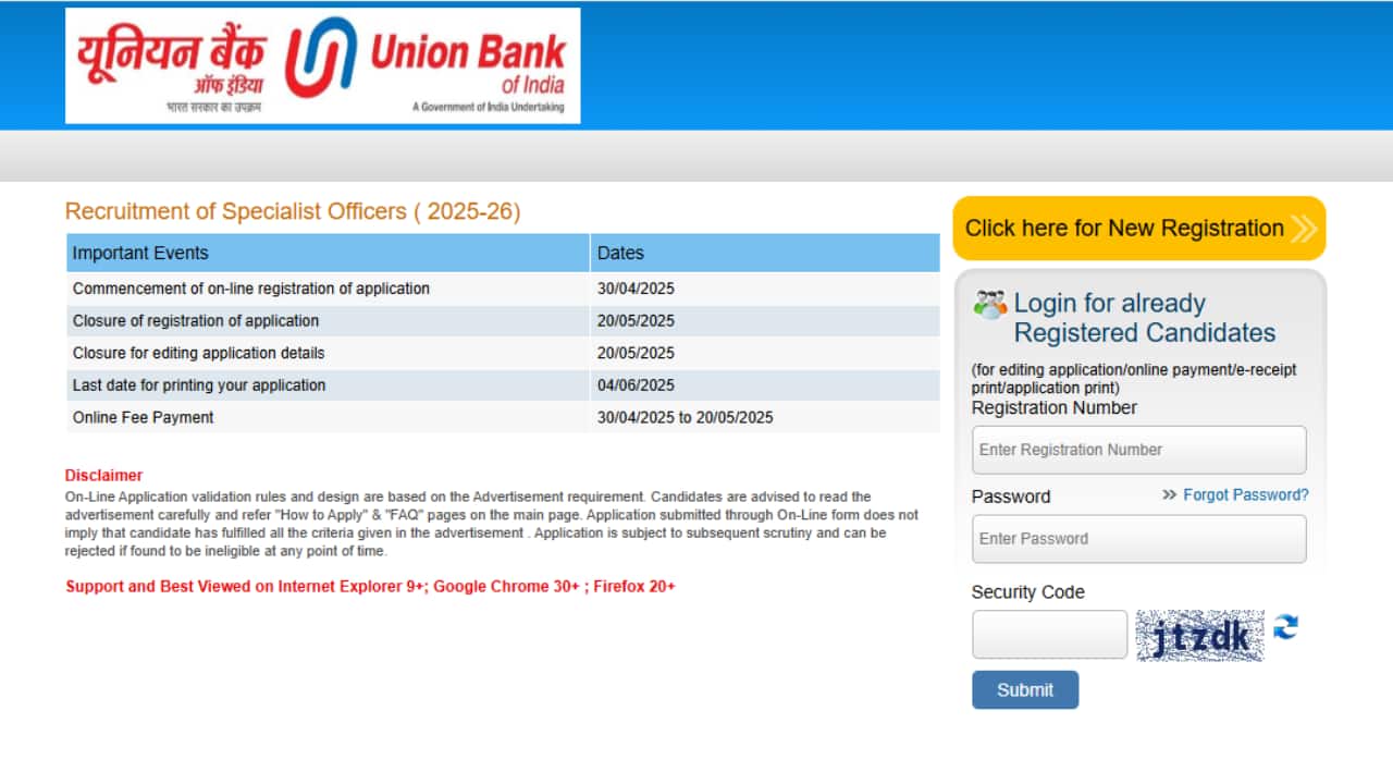 Union Bank SO Recruitment 2025: Last Date to Apply for 500 Assistant Manager Posts; direct link here