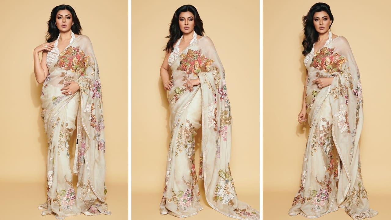 Beauty Queen Sushmita Sen switches up glam in a timeless floral saree