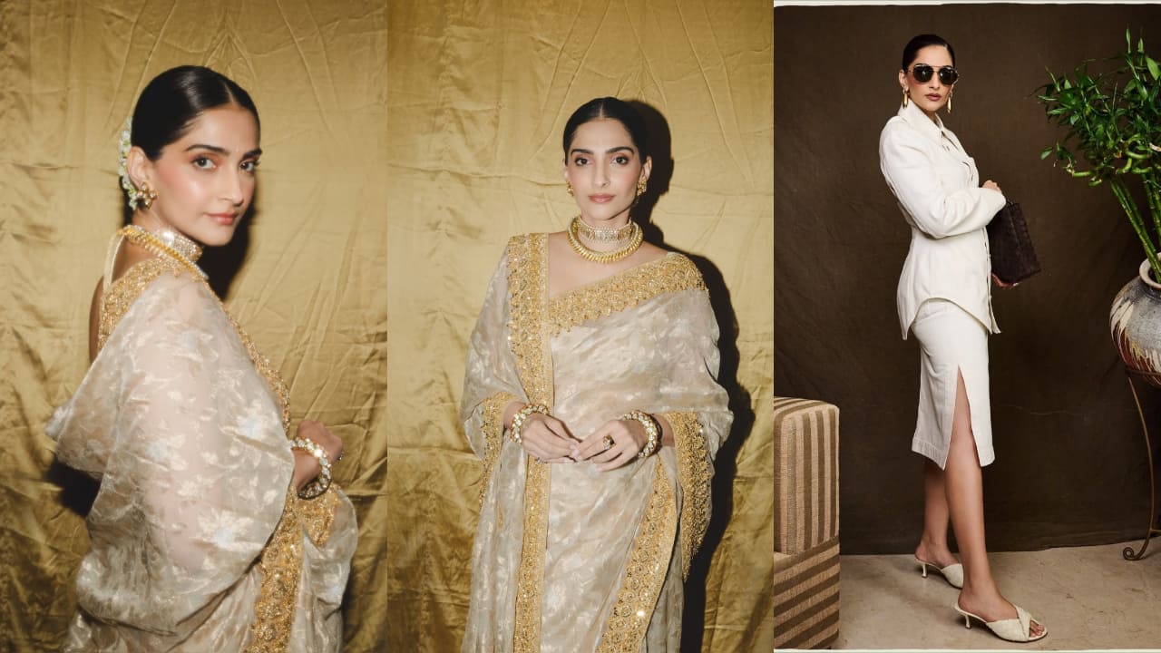 Sonam Kapoor dazzles in Abu Jani Sandeep Khosla saree and white outfit