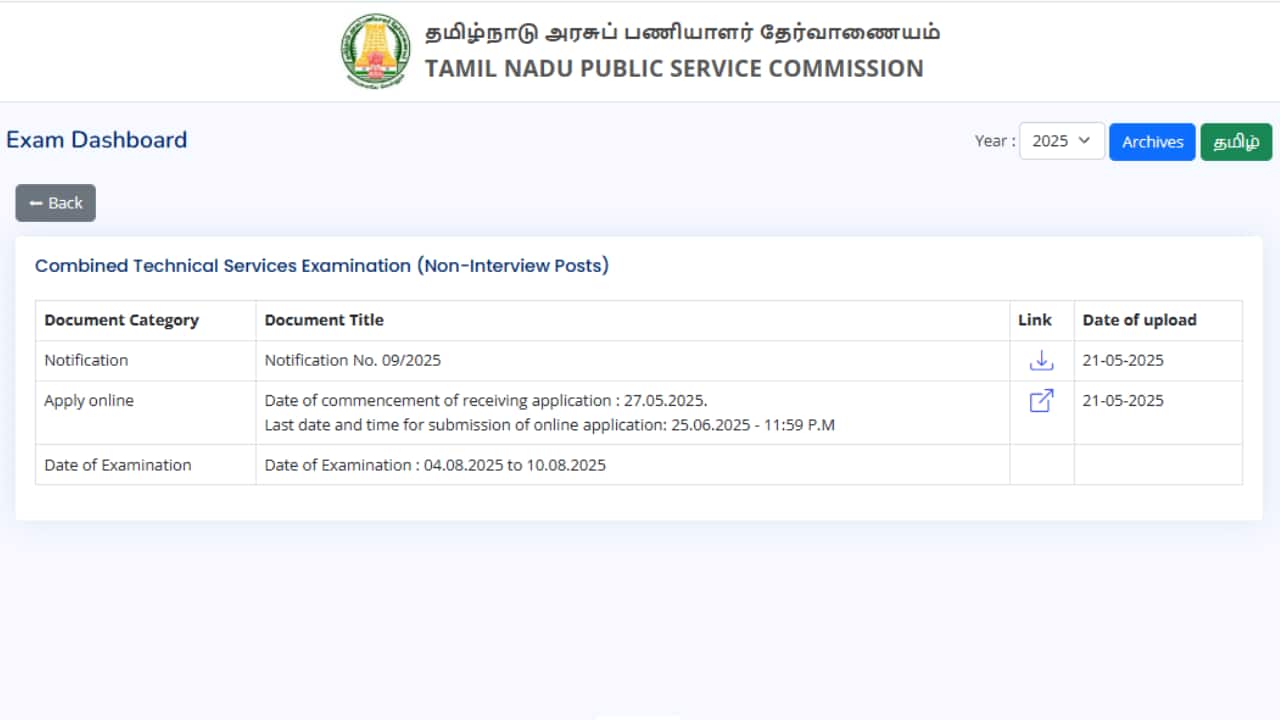 TNPSC Combined Technical Services Recruitment for 615 Vacancies Released; Application Process begins from May 27