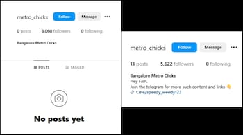 Bangalore Metro Clicks (@metro_chicks) Instagram account status on Wednesday and (right) the account status on Tuesday.
