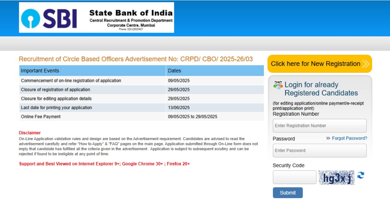 SBI Circle Based Officers Recruitment 2025: Apply for 2964 Vacancies by May 29; direct link here