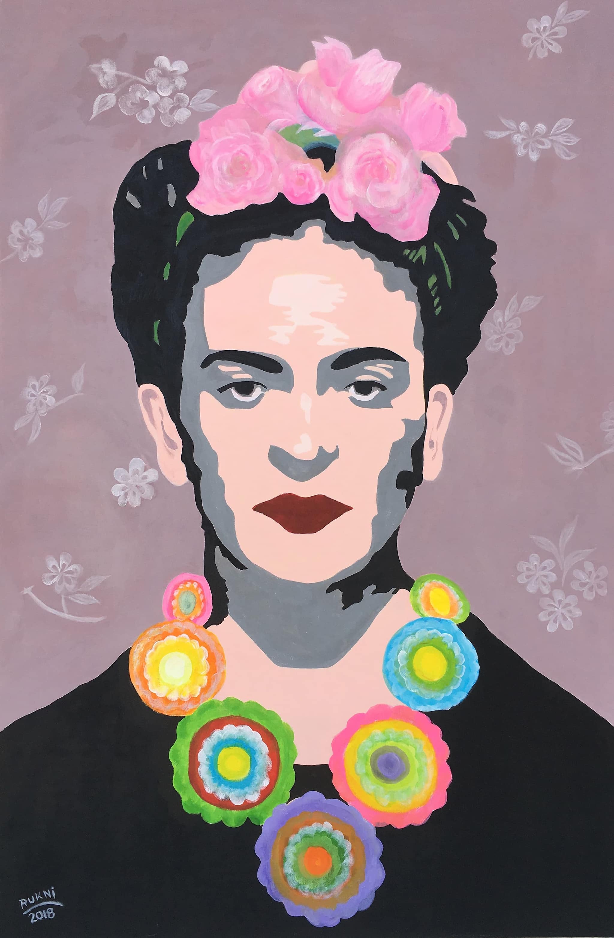 Frida Reimagined (acrylic on canvas, 32&quot; X 48&quot;) by Ahmed Ali Awadhi.