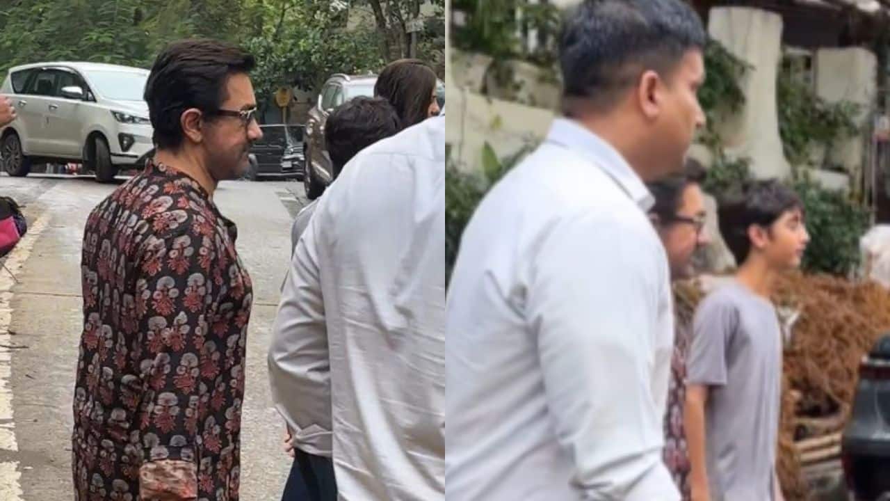 Aamir Khan steps out with girlfriend Gauri Spratt and son Azad for a Sunday lunch in Mumbai: Watch