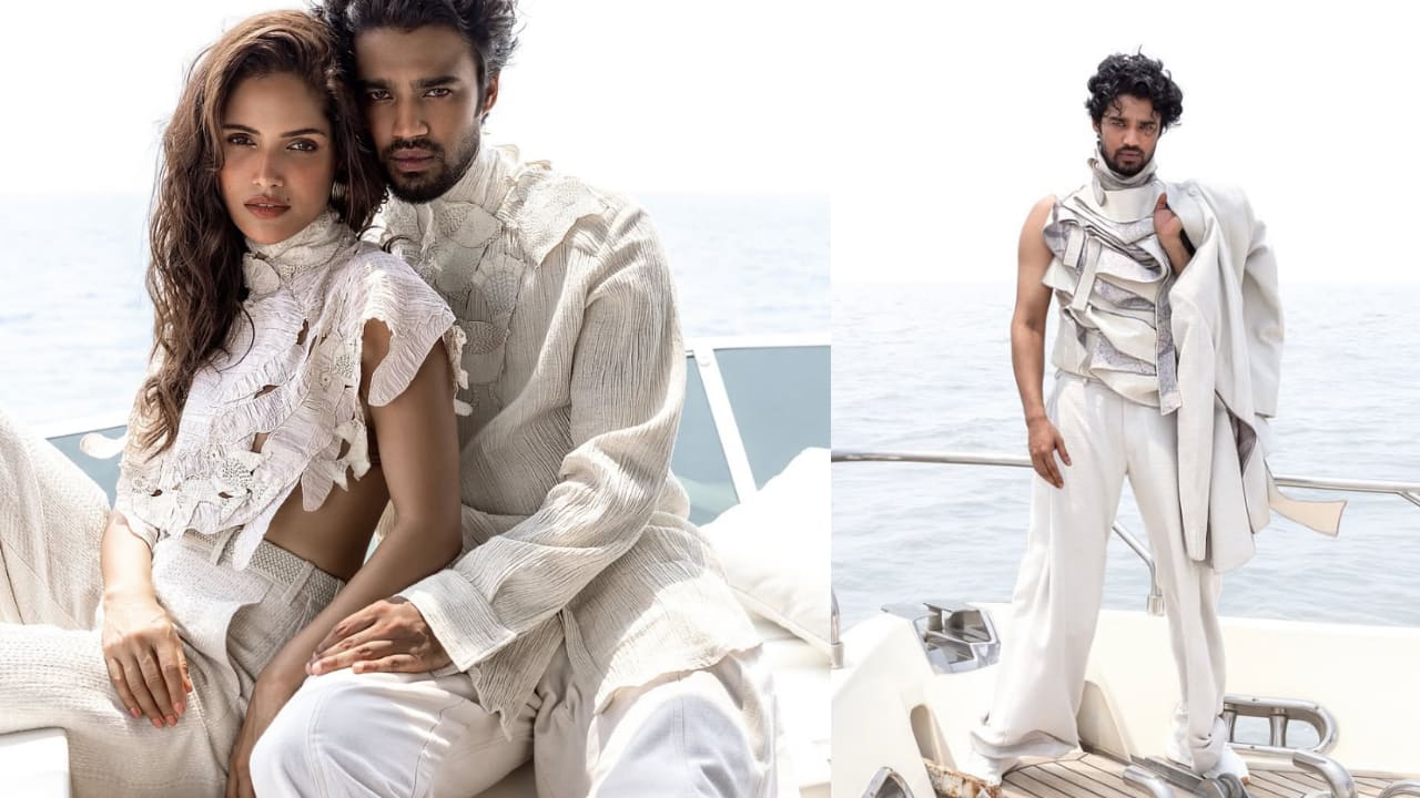Babil Khan stuns in Abhishek Sharma’s resort wear 2025 collection alongside Vartika Singh