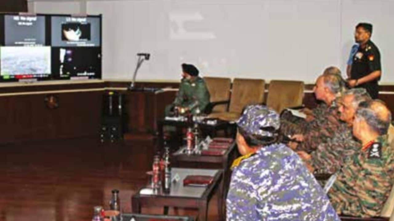 First visuals of the Tri-services Chiefs monitoring Operation Sindoor from the Indian Army Headquarters Operations Room. (Image credit: Indian Army)