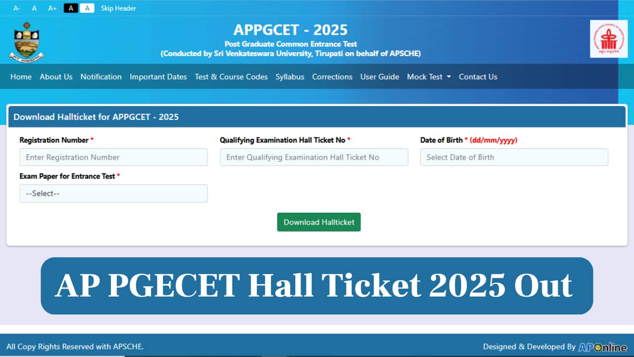 AP PGECET 2025 Hall Ticket Out @ cets.apsche.ap.gov.in; direct link here