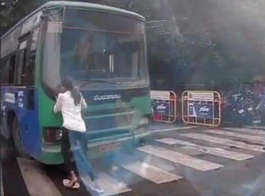 Caught on dashcam: Bengaluru bus driver tries to 'run over' woman doctor - Watch