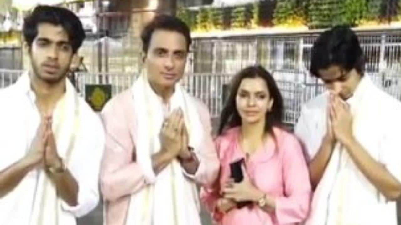 Sonu Sood seeks blessings at Timumala's Sri Venkateswara Swamy Temple with family, announces new film Nandi
