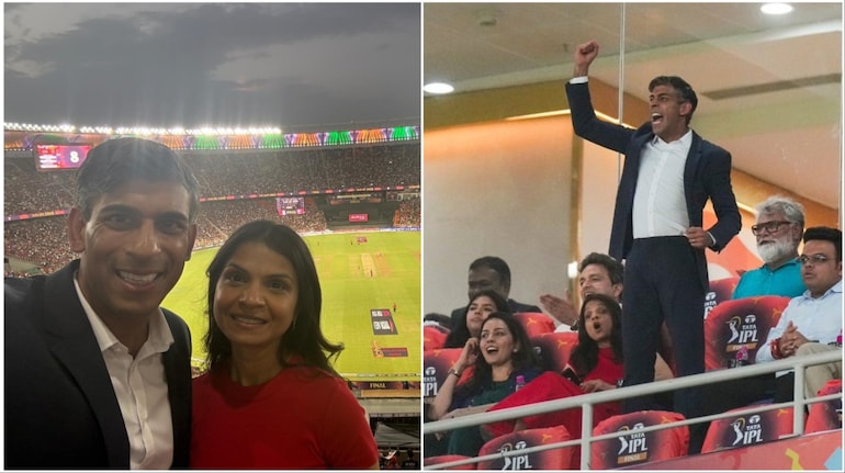 Rishi Sunak and Akshata Murty at the IPL 2025 final between RCN and PBKS at Narendra Modi Stadium in Ahmedabad on Tuesday. (Image credit: @RishiSunak, @mufaddal_vohra/X) Rishi Sunak and Akshata Murty at the IPL 2025 final between RCN and PBKS at Narendra Modi Stadium in Ahmedabad on Tuesday. (Image credit: @RishiSunak, @mufaddal_vohra/X)