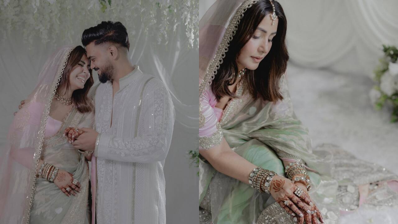 Hina Khan thanks Manish Malhotra for designing her wedding saree and husband Rocky Jaiswal's outfit, says, "you understood our simple love story...."