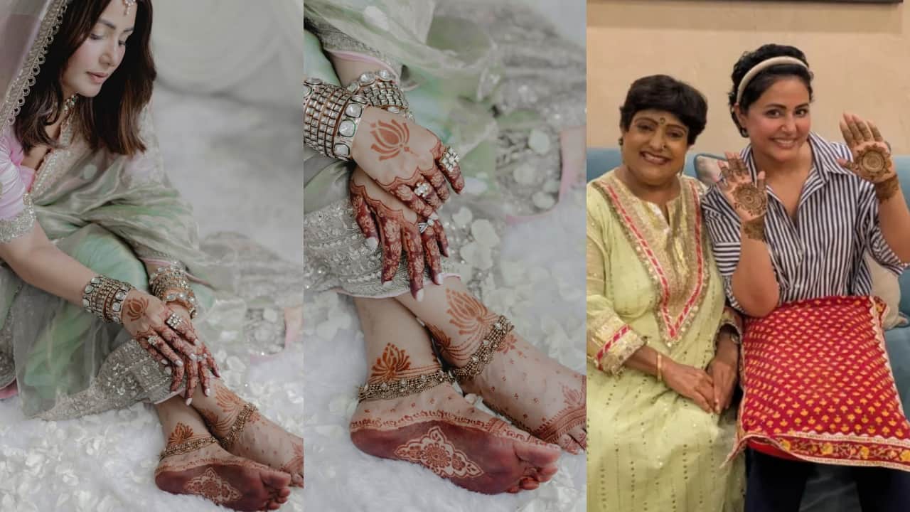 Celebrity Mehendi artist Veena Nagda designs Hina Khan’s bridal Mehendi, actress says "what you have done on my feet is incredible"