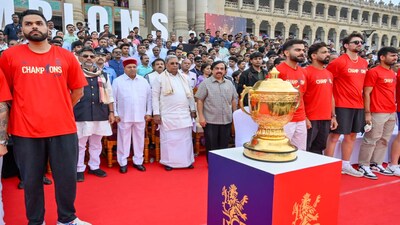 Karnataka government felicitated the RCB cricket team for winning the IPL title at Vidhana Soudha.