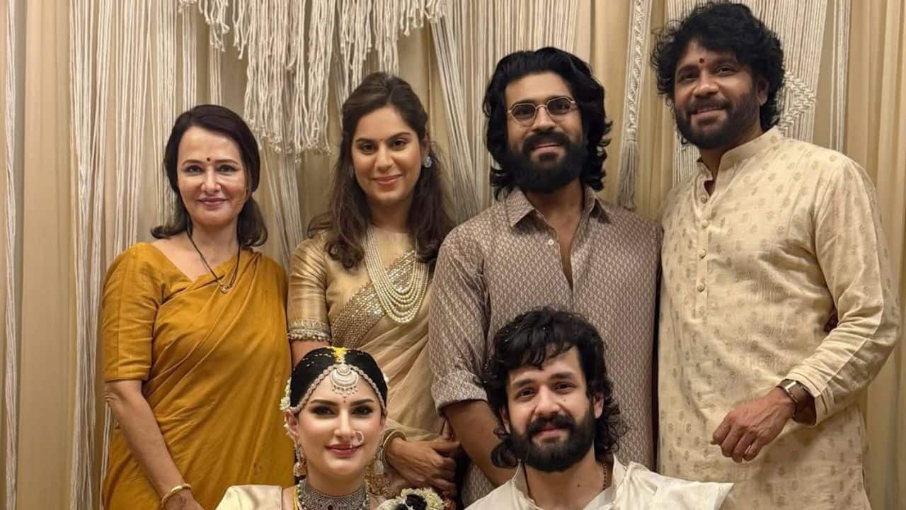 Ram Charan, wife Upasana welcome newlyweds Akhil Akkineni, Zainab in unseen pics