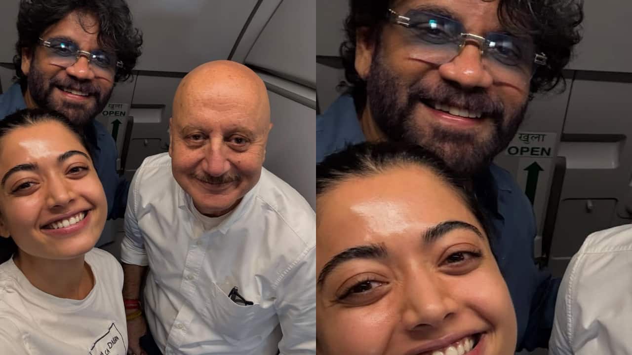 Anupam Kher shares special moment with Rashmika Mandanna and Nagarjuna Akkineni in flight